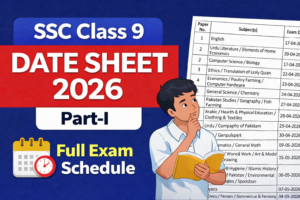 SSC Class 9 Date Sheet 2026 – Complete Exam Schedule (Part-I)
