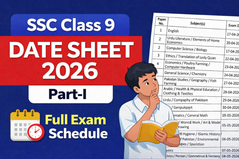 SSC Class 9 Date Sheet 2026 – Complete Exam Schedule (Part-I)