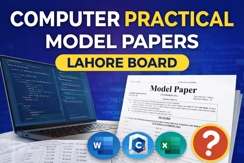 Computer Practical MODEL PAPERS Lahore Board [12th Class] - Lahorepak.com