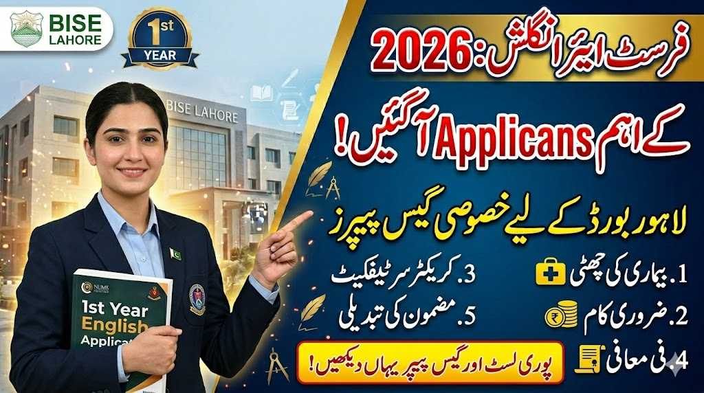 1st Year English Important Applications 2026 Lahore Board
